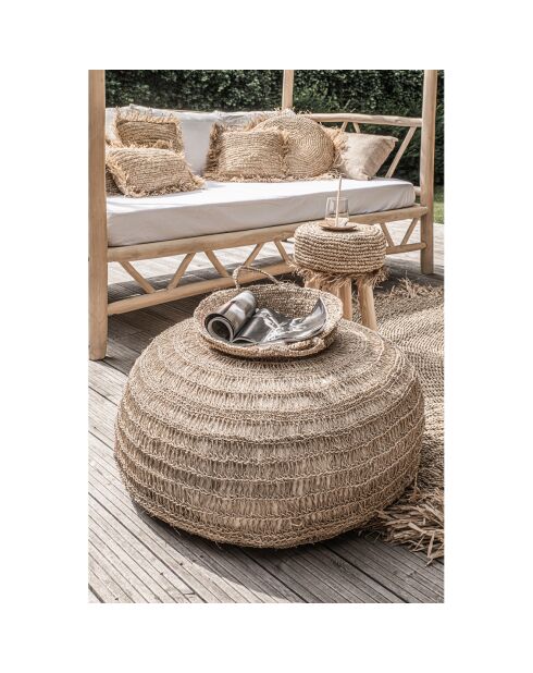 Plateau en raphia  naturel - 38x38x17 cm