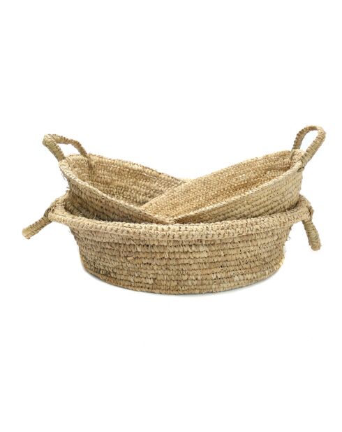 Plateau en raphia  naturel - 38x38x17 cm