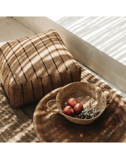 Plateau en raphia  naturel - 38x38x17 cm