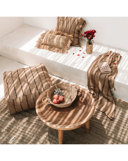 Plateau en raphia  naturel - 38x38x17 cm