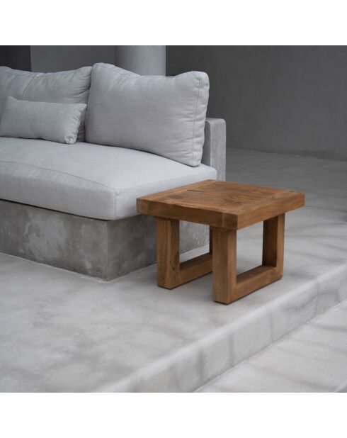 Table d'appoint en teck recyclé naturel - 50x50x40 cm