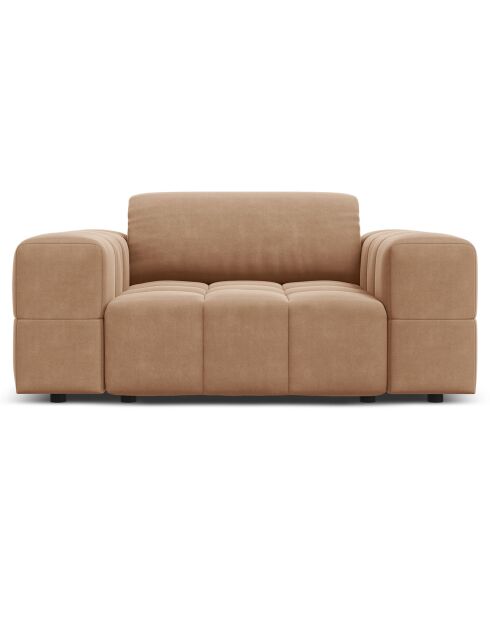 Fauteuil Velours Luc beige foncé - 124x102x70 cm