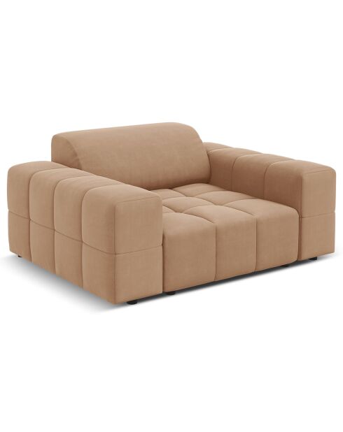 Fauteuil Velours Luc beige foncé - 124x102x70 cm