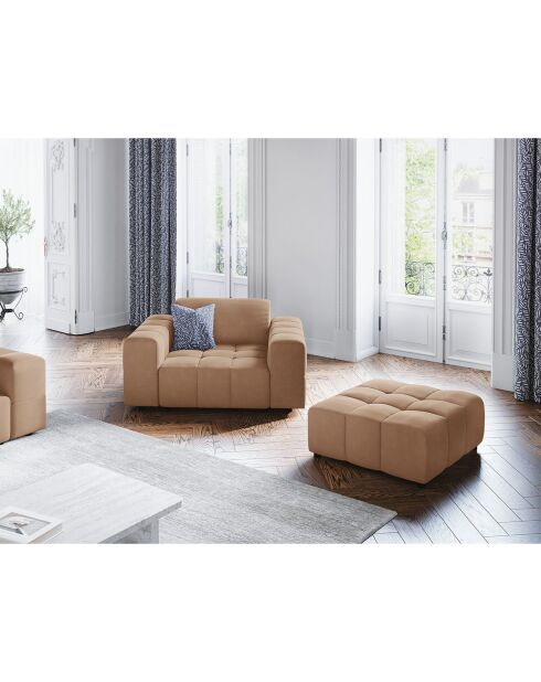 Fauteuil Velours Luc beige foncé - 124x102x70 cm