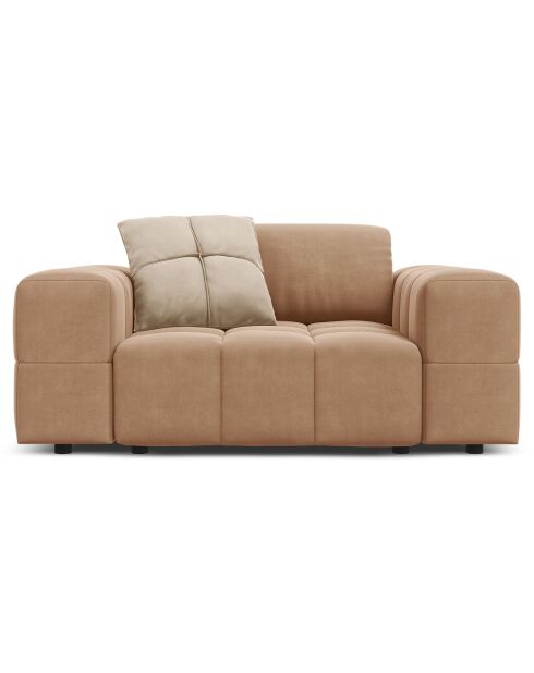 Fauteuil Velours Luc beige foncé - 124x102x70 cm