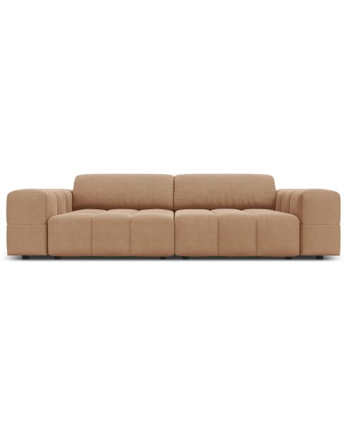 Canapé Velours Luc 3 Places beige foncé - 204x102x70 cm