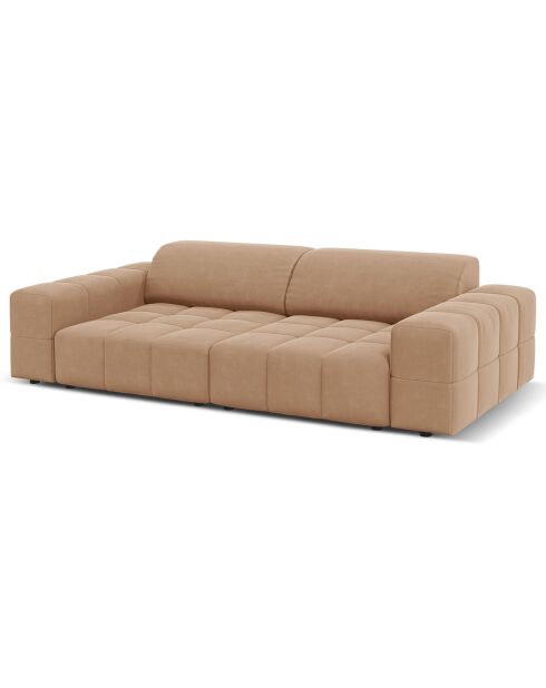 Canapé Velours Luc 3 Places beige foncé - 204x102x70 cm