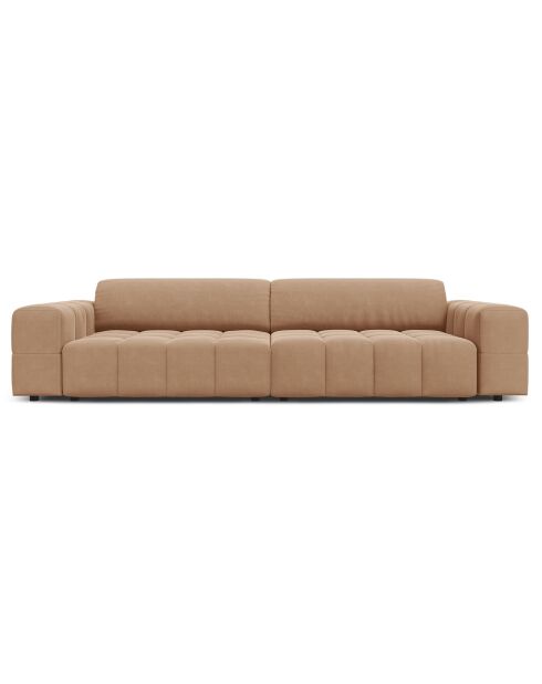 Canapé Velours Luc 4 Places beige foncé - 244x102x70 cm