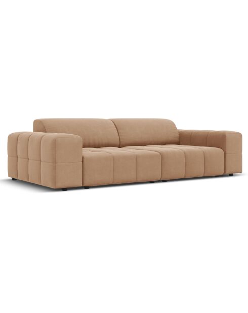 Canapé Velours Luc 3 Places beige foncé - 204x102x70 cm