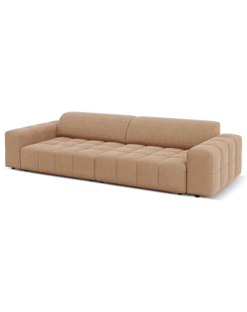 Canapé Velours Luc 4 Places beige foncé - 244x102x70 cm