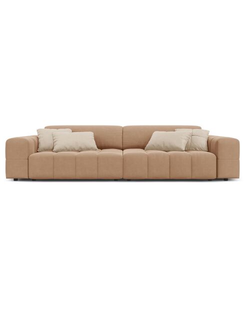 Canapé Velours Luc 4 Places beige foncé - 244x102x70 cm