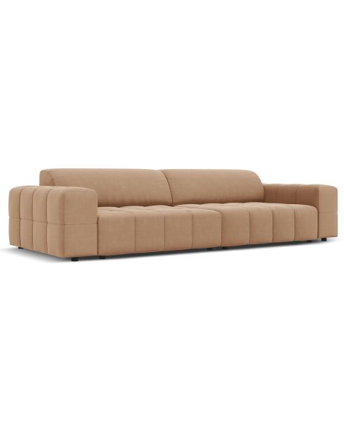 Canapé Velours Luc 4 Places beige foncé - 244x102x70 cm