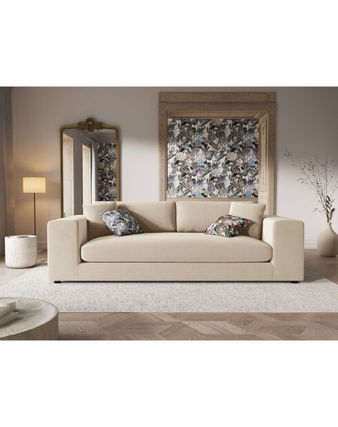 Canapé Velours Tendance 4 Places beige - 262x122x72 cm