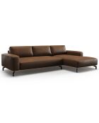 Canapé d'angle droit en Cuir Véritable Marc 5 Places marron foncé - 297x175x84 cm
