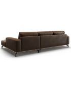 Canapé d'angle droit en Cuir Véritable Marc 5 Places marron foncé - 297x175x84 cm
