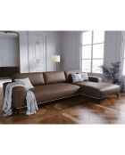Canapé d'angle droit en Cuir Véritable Marc 5 Places marron foncé - 297x175x84 cm