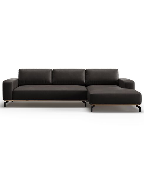 Canapé d'angle droit en Cuir Véritable Marc 5 Places graphite - 297x175x84 cm