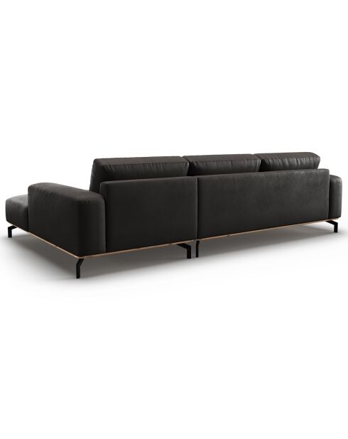 Canapé d'angle droit en Cuir Véritable Marc 5 Places graphite - 297x175x84 cm