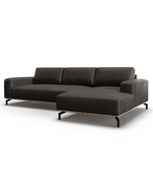 Canapé d'angle droit en Cuir Véritable Marc 5 Places graphite - 297x175x84 cm