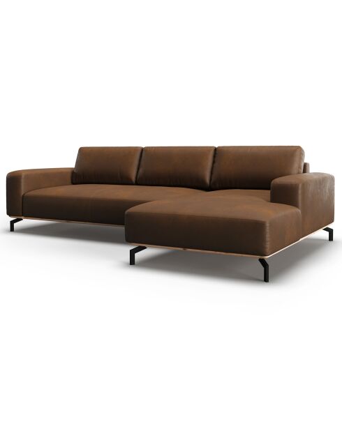 Canapé d'angle droit en Cuir Véritable Marc 5 Places marron foncé - 297x175x84 cm