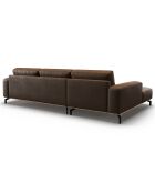 Canapé d'angle gauche en Cuir Véritable Marc 5 Places marron foncé - 297x175x84 cm
