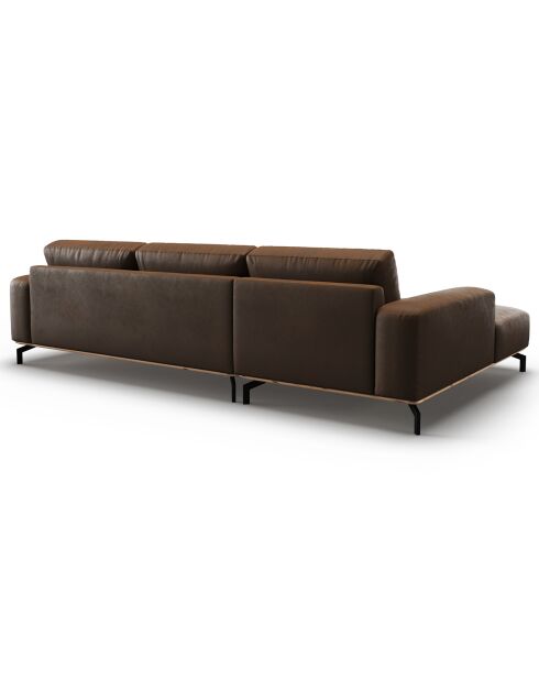 Canapé d'angle gauche en Cuir Véritable Marc 5 Places marron foncé - 297x175x84 cm