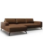Canapé d'angle gauche en Cuir Véritable Marc 5 Places marron foncé - 297x175x84 cm