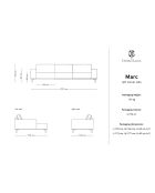 Canapé d'angle gauche en Cuir Véritable Marc 5 Places graphite - 297x175x84 cm