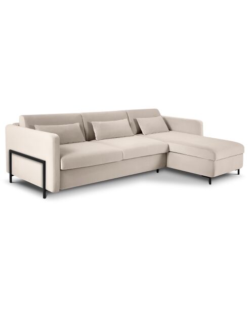 Yanis Wandelbares Ecksofa aus Samt für 5 Personen, beigefarben, 280 x 170 x 80 cm
