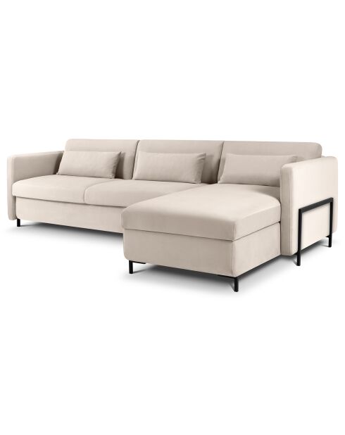 Yanis Wandelbares Ecksofa aus Samt für 5 Personen, beigefarben, 280 x 170 x 80 cm
