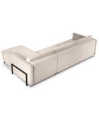 Canapé d'angle Velours droit convertible Yanis 5 Places beige - 280x170x80 cm