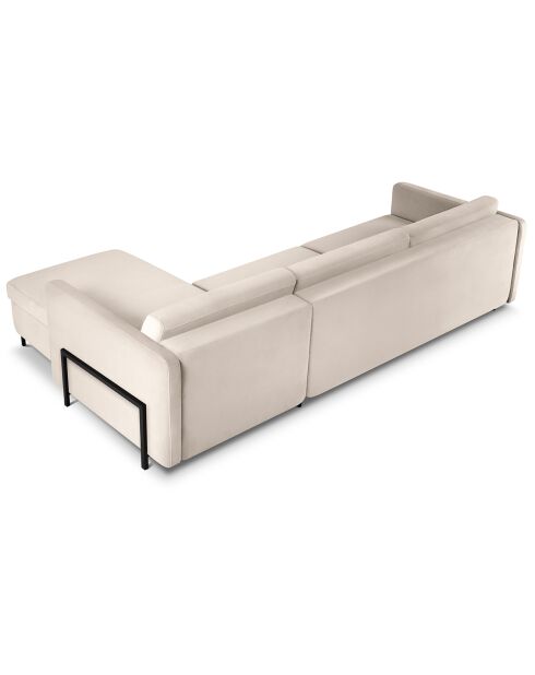 Canapé d'angle Velours droit convertible Yanis 5 Places beige - 280x170x80 cm