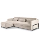 Canapé d'angle Velours gauche convertible Yanis 5 Places beige - 280x170x80 cm