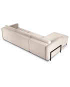 Canapé d'angle Velours gauche convertible Yanis 5 Places beige - 280x170x80 cm