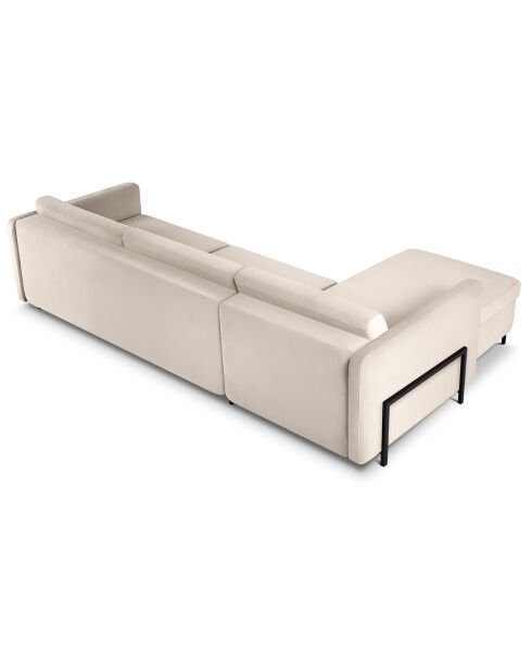 Canapé d'angle Velours gauche convertible Yanis 5 Places beige - 280x170x80 cm