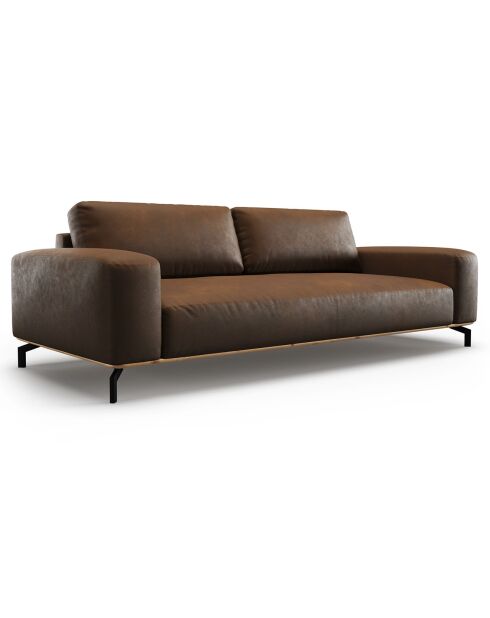 Canapé en Cuir Véritable Marc 3 Places marron foncé - 234x104x84 cm