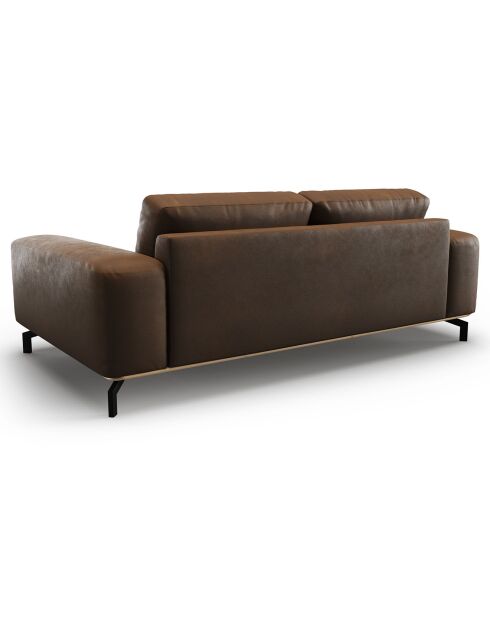 Canapé en Cuir Véritable Marc 3 Places marron foncé - 234x104x84 cm