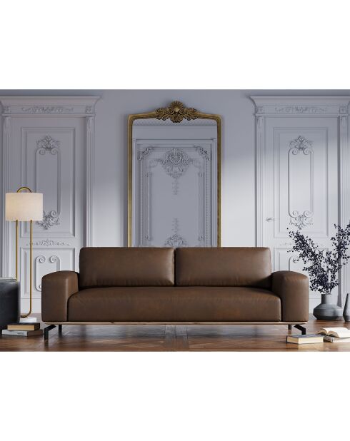 Canapé en Cuir Véritable Marc 3 Places marron foncé - 234x104x84 cm