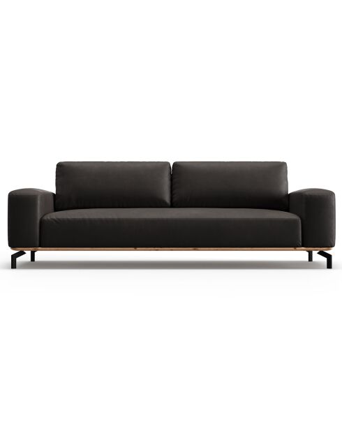 Canapé en Cuir Véritable Marc 3 Places graphite - 234x104x84 cm