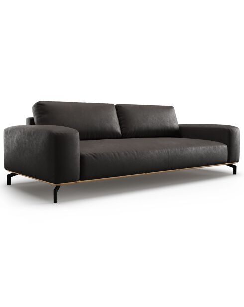 Canapé en Cuir Véritable Marc 3 Places graphite - 234x104x84 cm