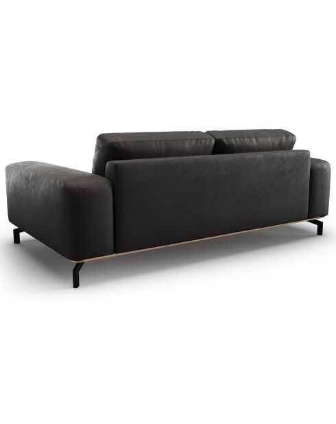 Canapé en Cuir Véritable Marc 3 Places graphite - 234x104x84 cm