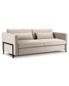 Canapé Velours convertible Yanis 3 Places beige - 202x102x80 cm