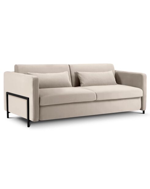 Yanis Zweisitzer-Sofa aus beigem Samt, 202 x 102 x 80 cm