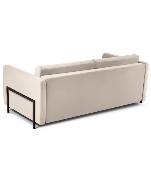 Canapé Velours convertible Yanis 3 Places beige - 202x102x80 cm