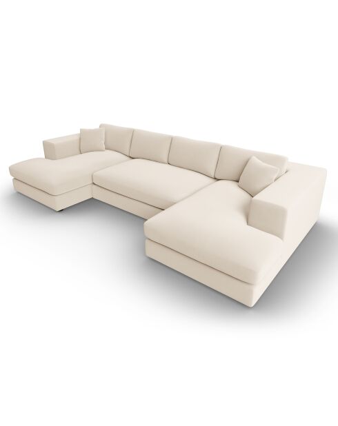 Divano panoramico Velvet Trendy a 5 posti beige - 344x170x72 cm