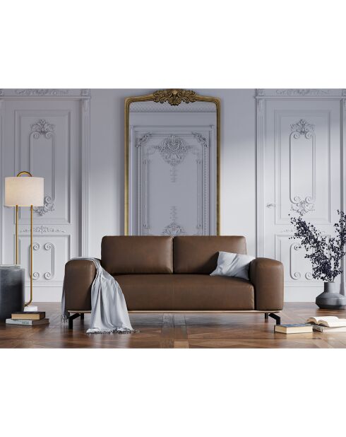 Canapé en Cuir Véritable Marc 2 Places marron foncé - 184x104x84 cm
