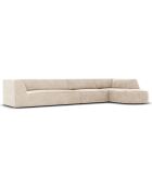 Canapé d'angle droit Velours Charles 5 Places beige clair - 366x180x69 cm
