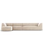 Canapé d'angle gauche Velours Charles 5 Places beige clair - 366x180x69 cm