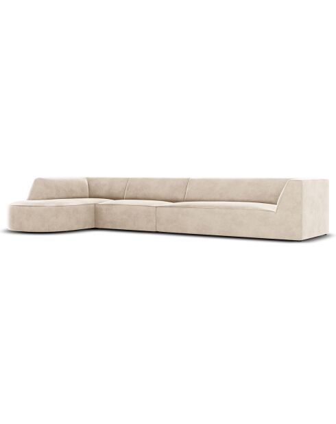 Canapé d'angle gauche Velours Charles 5 Places beige clair - 366x180x69 cm