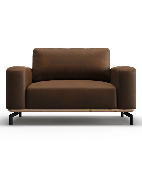 Fauteuil en Cuir Véritable Marc marron foncé - 154x104x84 cm